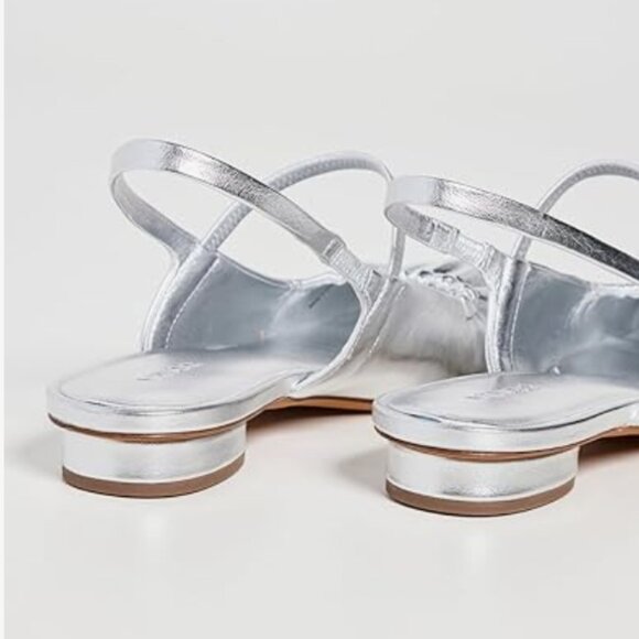 Vince Silver Leather Slingback Flat Sandal - Picture 2 of 4